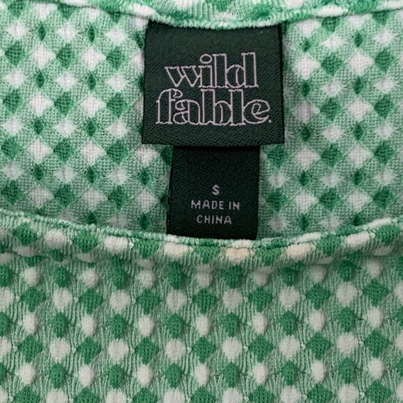 Wild Fable Sleeveless Knit Top Green Gingham Rushed Side Asymmetrical Women S - Picture 5 of 10